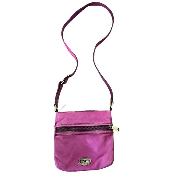 Fossil Explorer Mini Crossbody Cowhide Leather Style #: SL3253 Pink Magenta - Picture 16 of 16